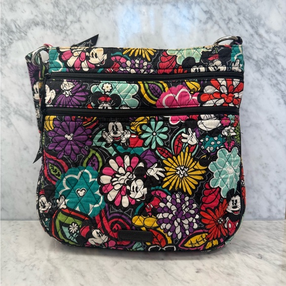 Vera Bradley Handbags - Vera Bradley Mickey’s Magical Blooms Triple Zip Hipster Crossbody Bag